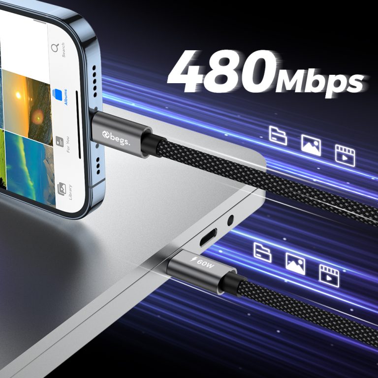 Begs USB C – USB C, Silicone Braided Cable New thumbnail 2